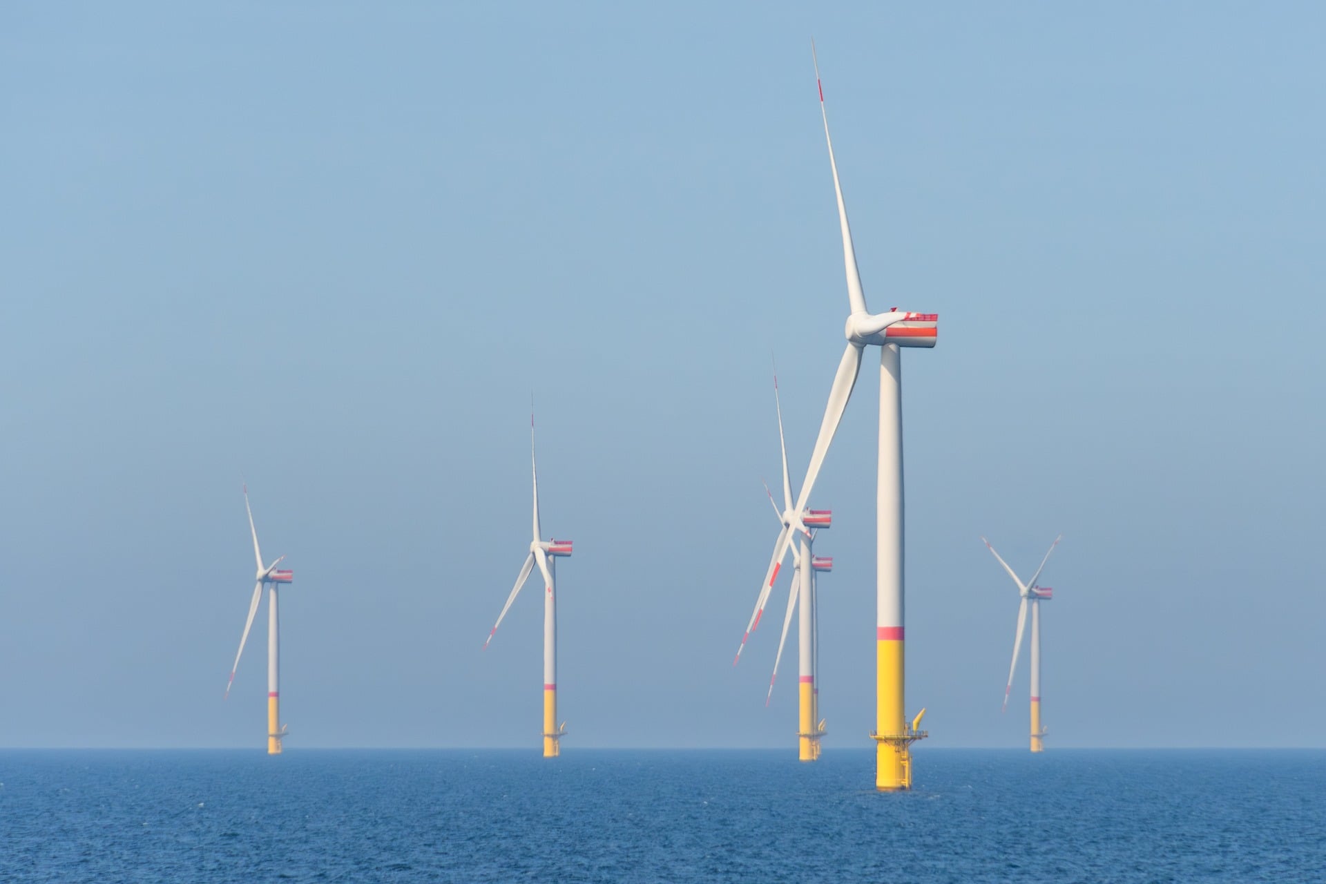 Offshore wind turbines at sea